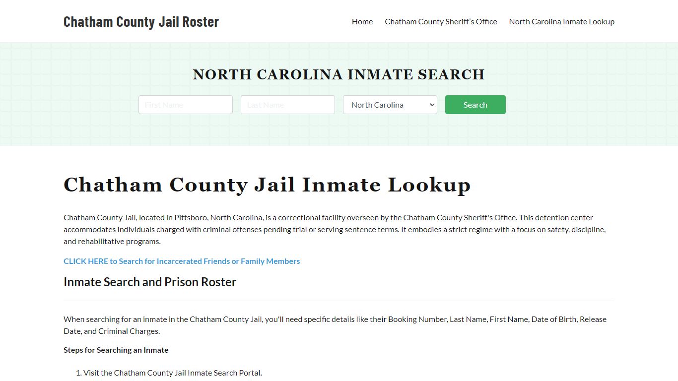 North Carolina Inmate Search, Jail Rosters